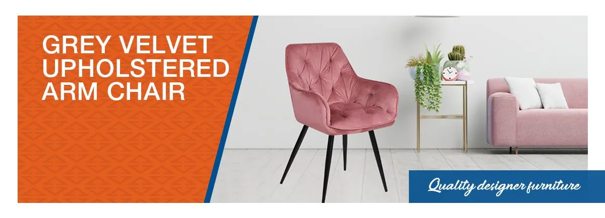 Grey Velvet Upholstered Arm Chair hbsinostar