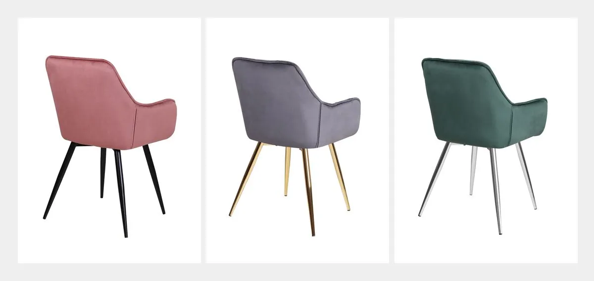 sizes-Grey Velvet Upholstered Arm Chair